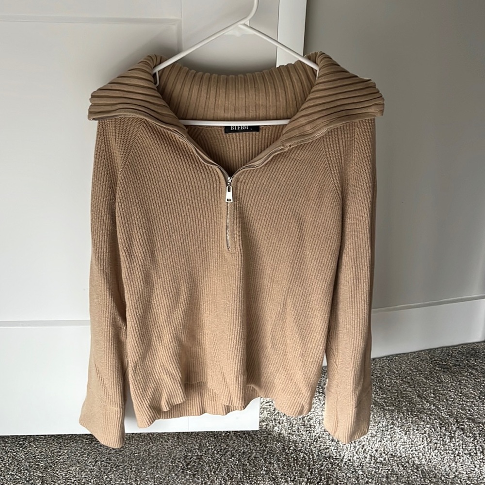 Tan Wide-Collared Sweater